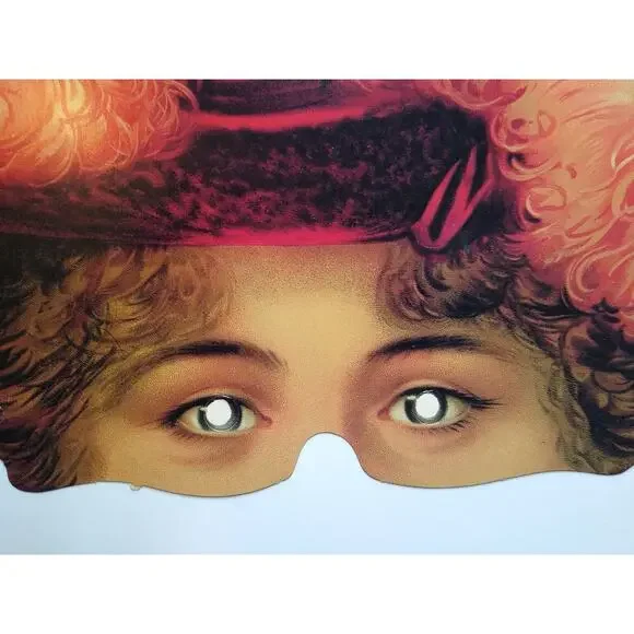 Vintage Victorian Edwardian Woman Feather Hat Eye Mask Costume Theater - Picture 2 of 4